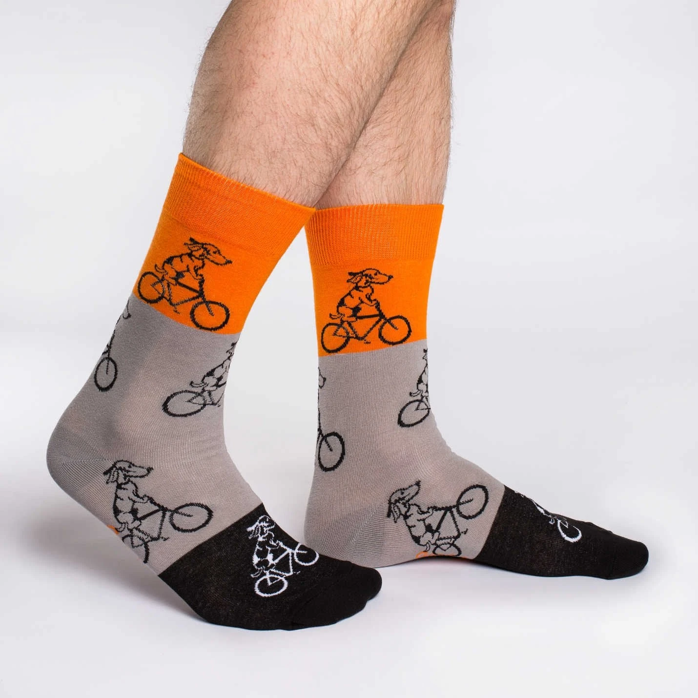 Men's Orange Dogs Riding Bikes Socks 2 Men's Orange Dogs Riding Bikes Socks - Image 2
