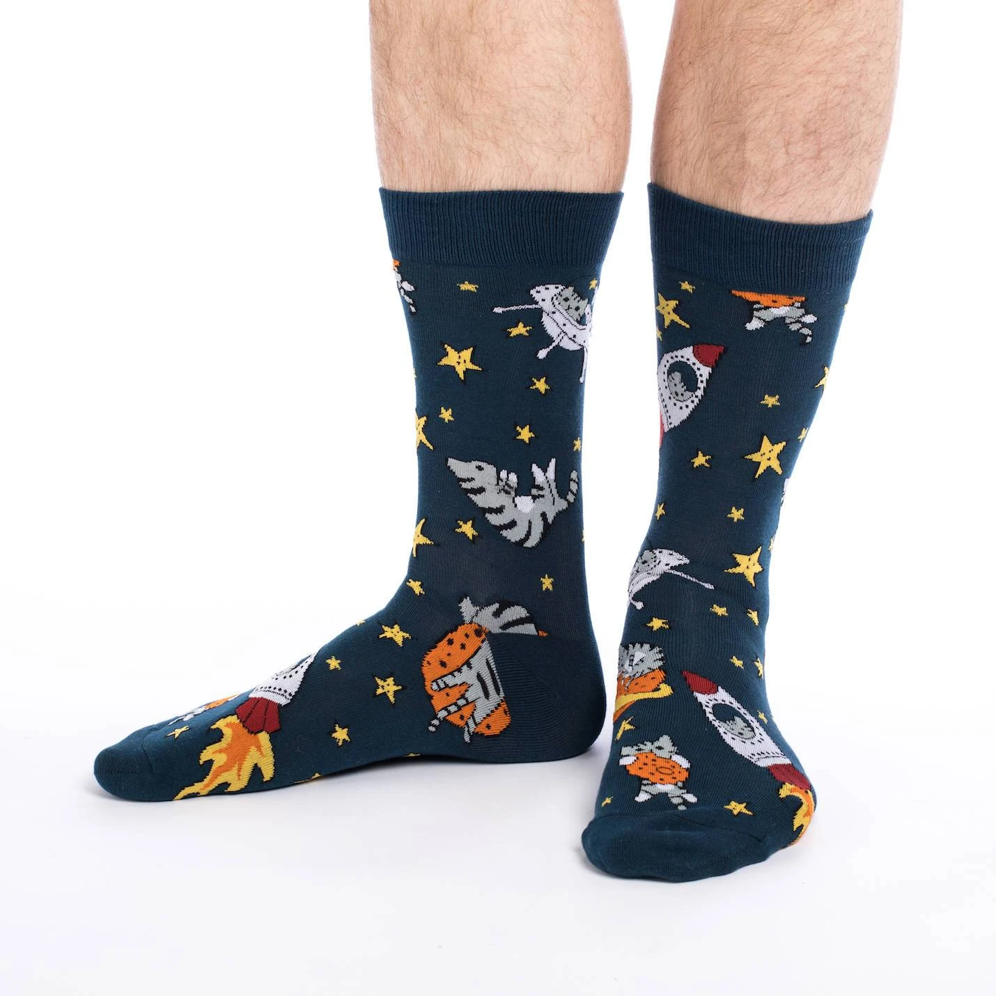 Men's Big & Tall Space Cats Socks 2 Men's Big & Tall Space Cats Socks - Image 2