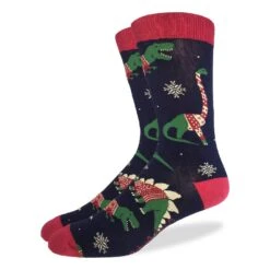 Men's Big & Tall Christmas Sweater Dinosaur Socks