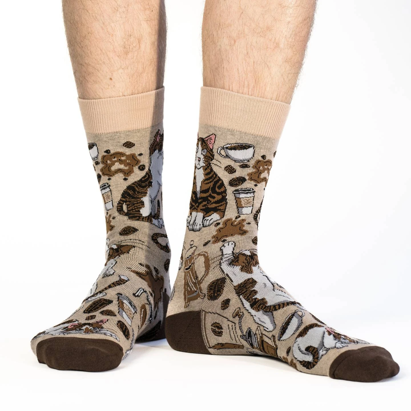 Men's Big & Tall Coffee Cats Socks 2 Men's Big & Tall Coffee Cats Socks - Image 2