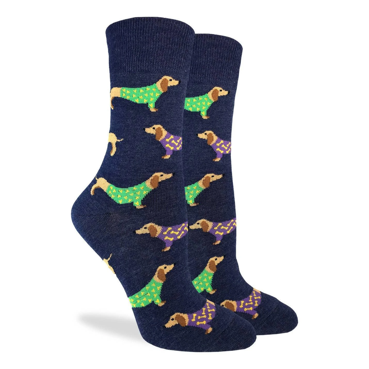 Women's Blue Wiener Dog Socks 1 Women's Blue Wiener Dog Socks