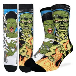 Men's Evil Frankenstein And Bride Halloween Socks