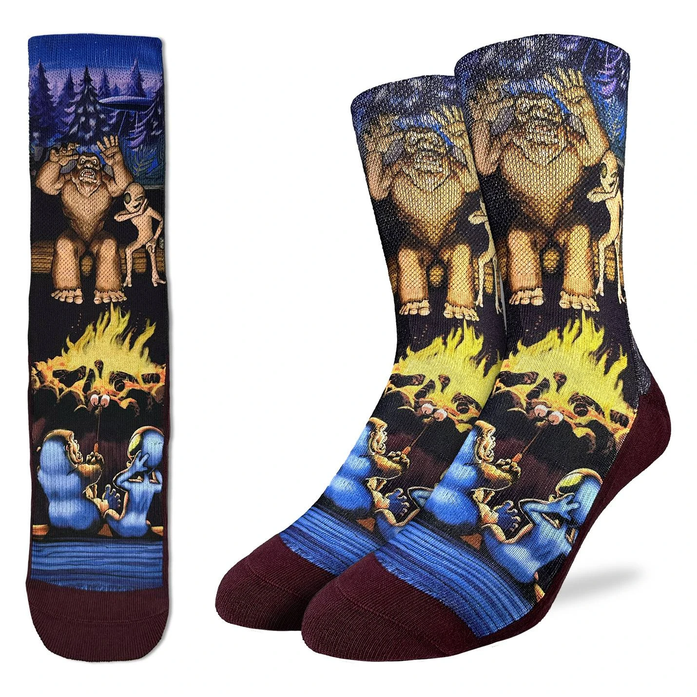 Men's Bigfoot And Alien Camping Socks 1 Men's Bigfoot And Alien Camping Socks