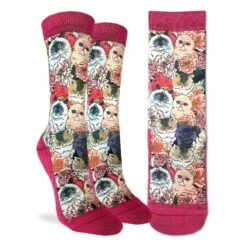 Women's Floral Cats Socks