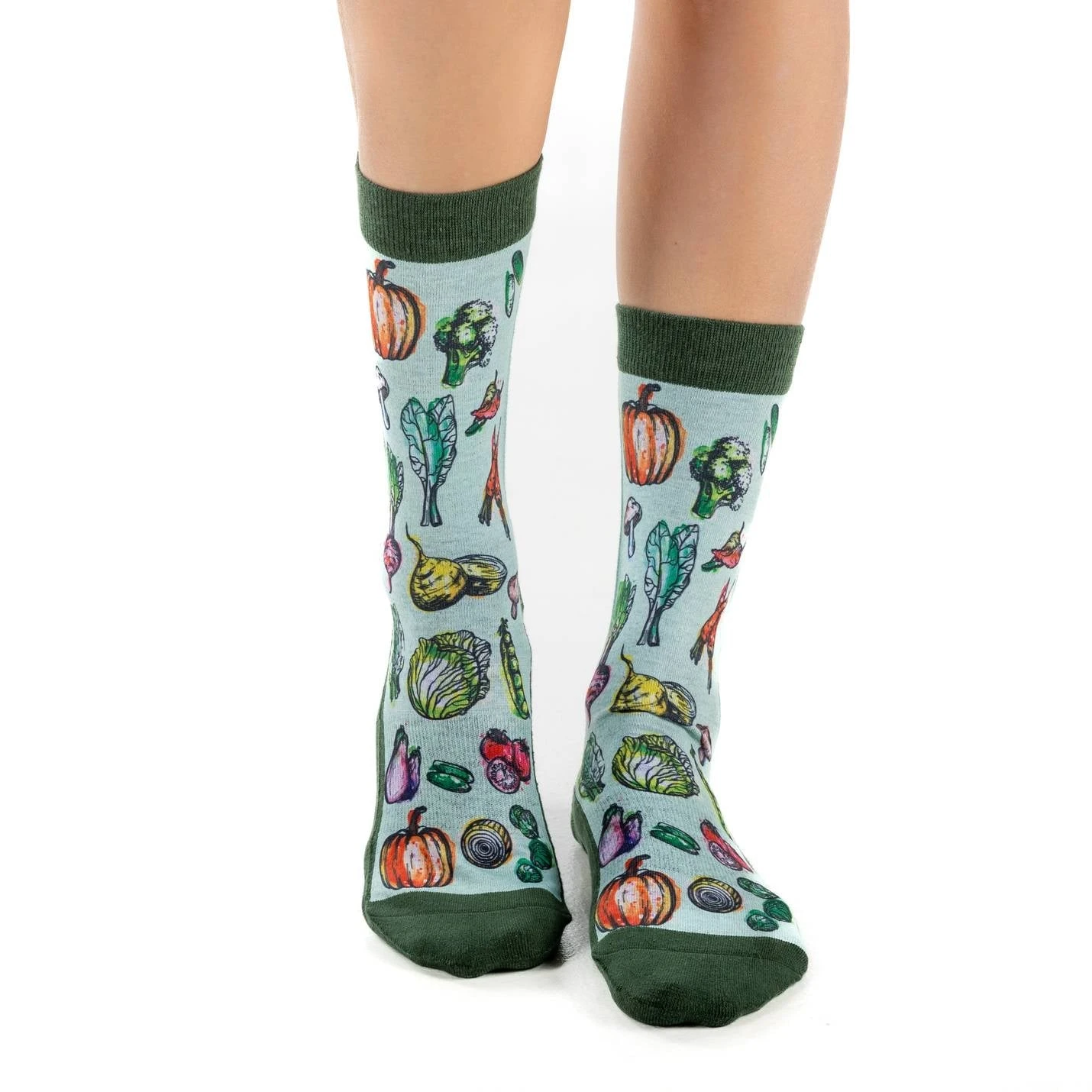 Women's Veggies, Green Socks 2 Women's Veggies, Green Socks - Image 2
