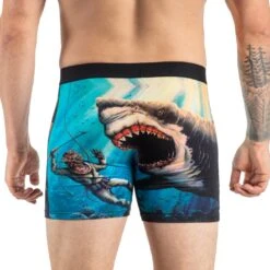 Men's Shark Attack Underwear -Good Luck Sock Store 9026 Shark Attack back