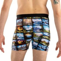 Men's Bob Ross, Landscapes Collage Underwear -Good Luck Sock Store 90860 BobRossLandscapesCollage back