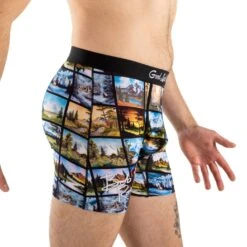 Men's Bob Ross, Landscapes Collage Underwear -Good Luck Sock Store 90860 BobRossLandscapesCollage side